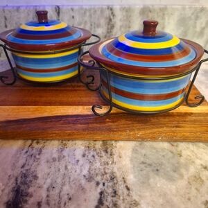 Temptations by Tara Casserole Baking Dishes Ovenware 9 oz W/Lid And Stand